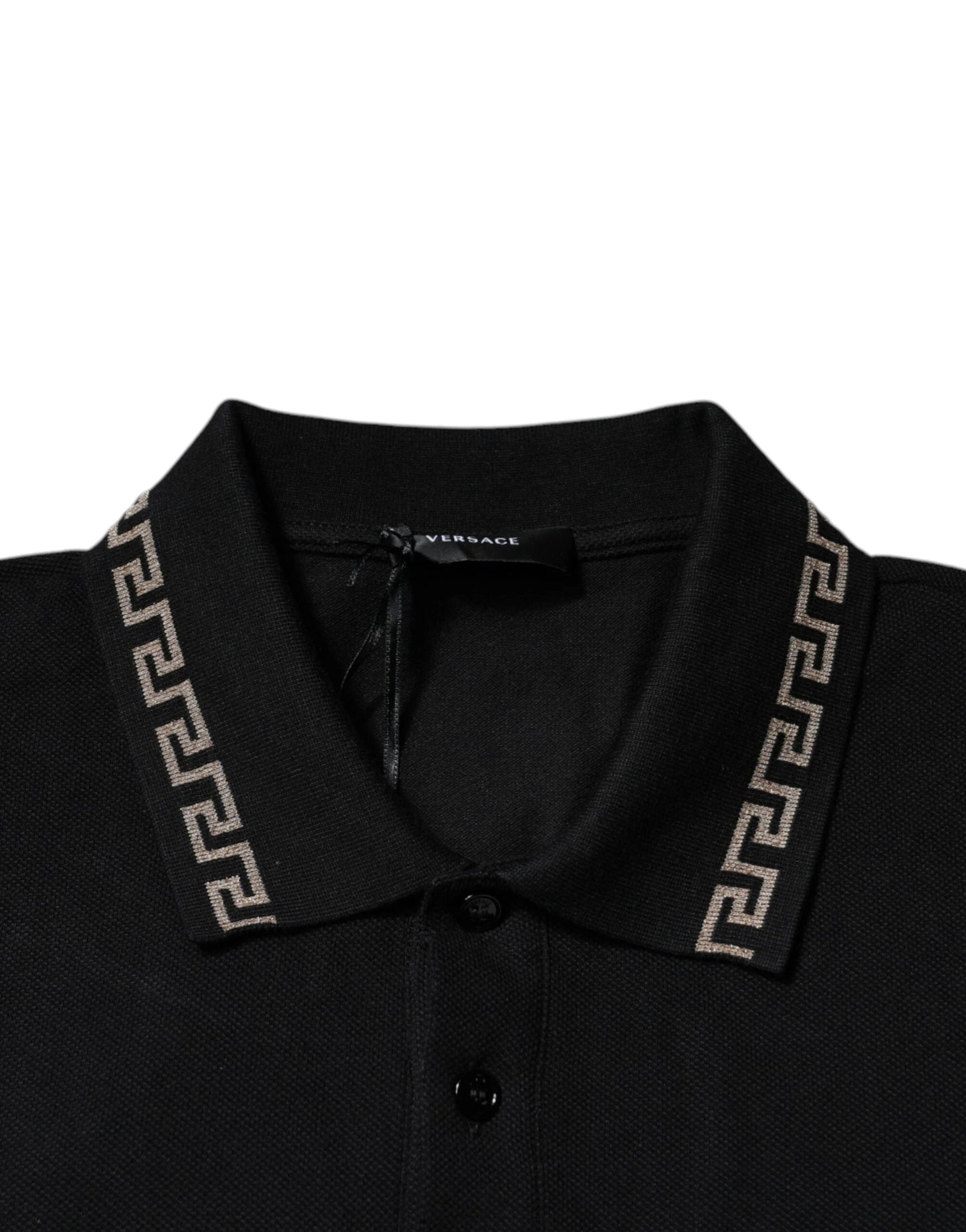 Versace Black Viscose Collared Polo Short Sleeves T-shirt by Versace