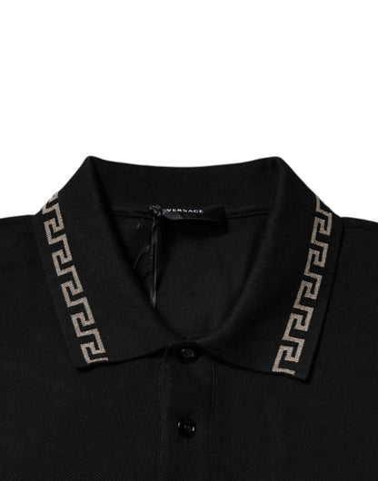 Versace Black Viscose Collared Polo Short Sleeves T-shirt by Versace