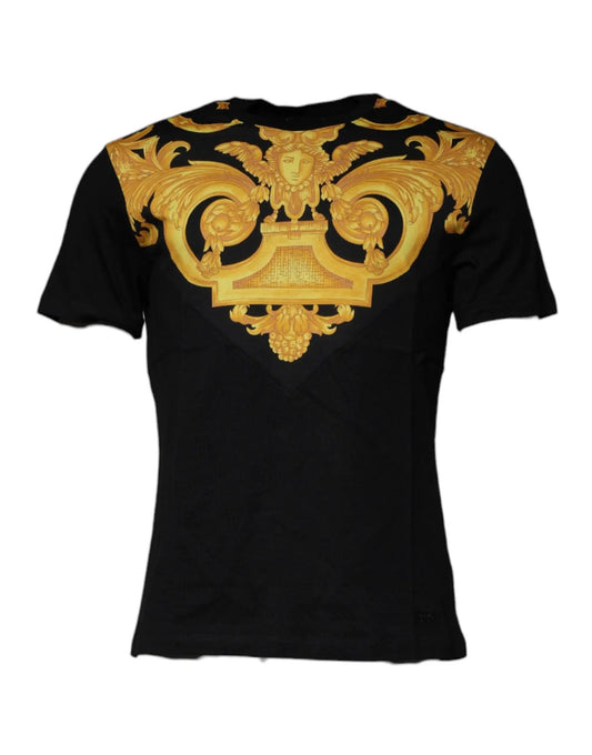 Versace Black Medusa Print Cotton Crew Neck T-shirt by Versace