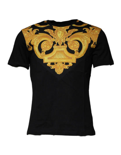Versace Black Medusa Print Cotton Crew Neck T-shirt by Versace