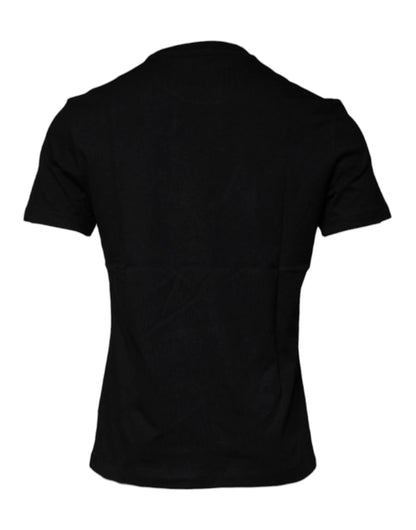 Versace Black Medusa Print Cotton Crew Neck T-shirt by Versace