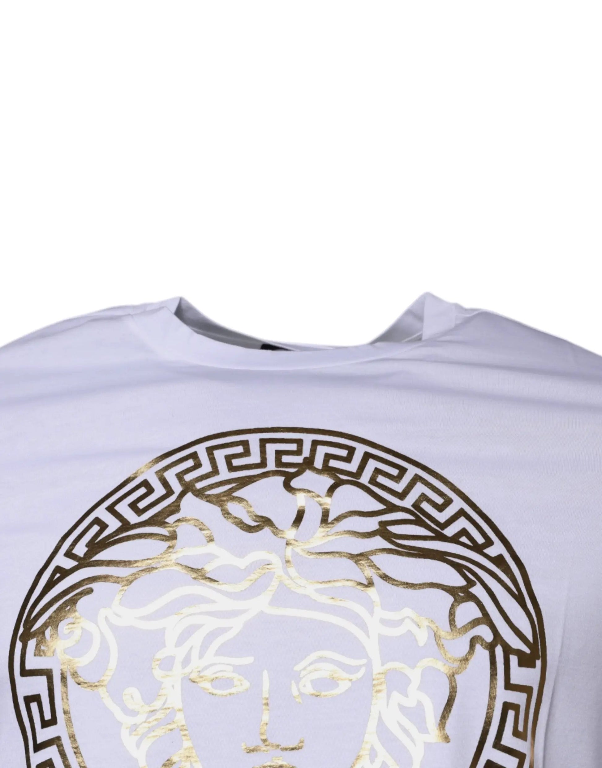 Versace White Medusa Print Cotton Crew Neck T-shirt by Versace