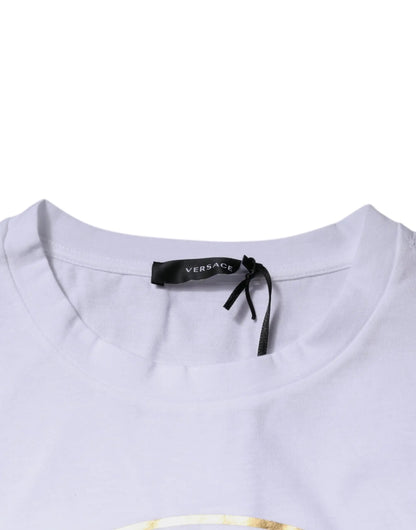 Versace White Medusa Print Cotton Crew Neck T-shirt by Versace