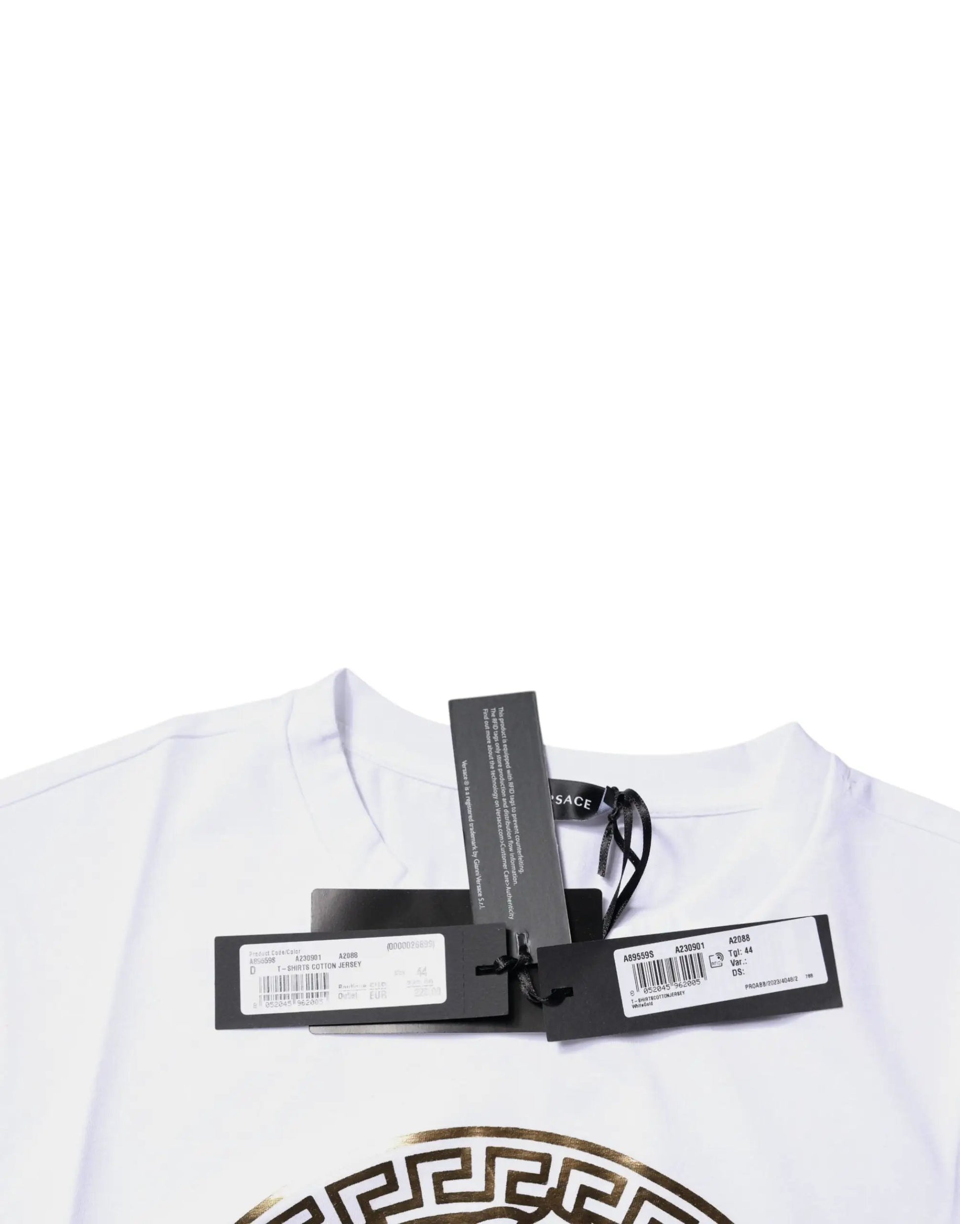Versace White Medusa Print Cotton Crew Neck T-shirt by Versace