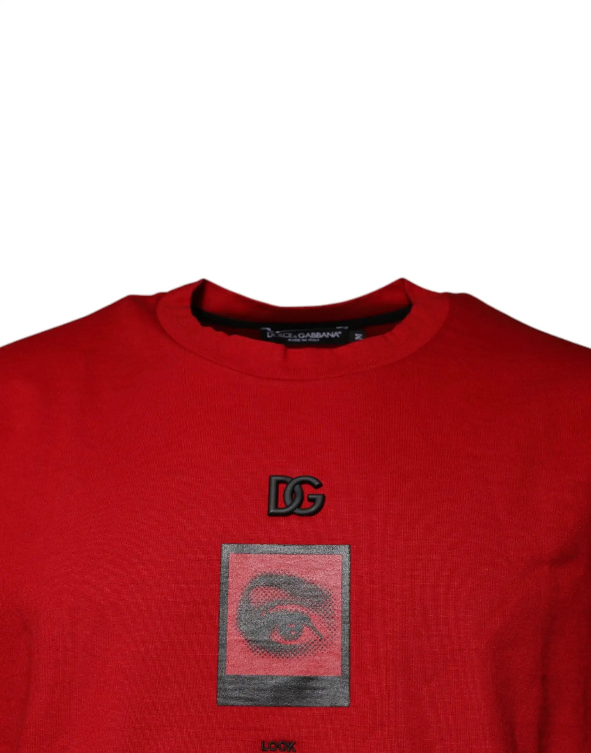 Dolce & Gabbana Red DG Eye Cotton Crew Neck T-shirt by Dolce & Gabbana