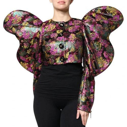 Dolce & Gabbana Multicolor Floral Jacquard Cropped Jacket by Dolce & Gabbana
