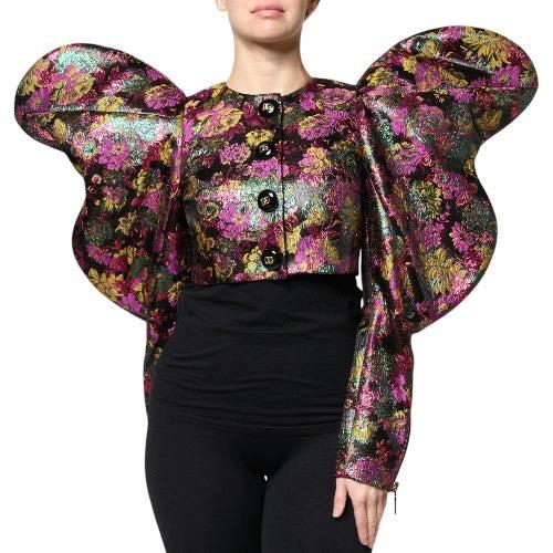 Dolce & Gabbana Multicolor Floral Jacquard Cropped Jacket by Dolce & Gabbana