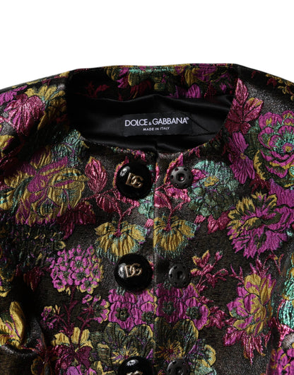Dolce & Gabbana Multicolor Floral Jacquard Cropped Jacket by Dolce & Gabbana