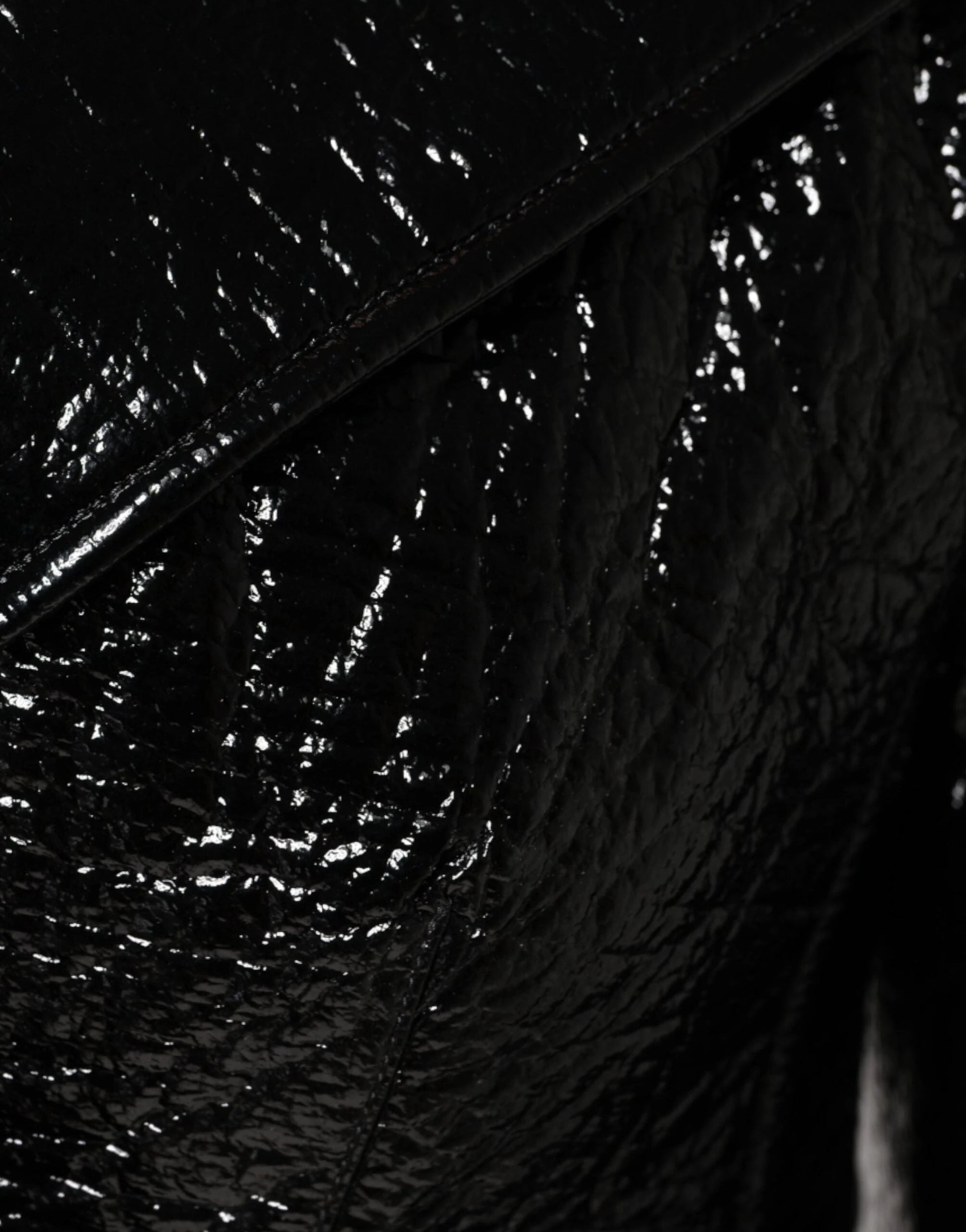 Dolce & Gabbana Black Leather Cropped Long Sleeve Coat Jacket by Dolce & Gabbana