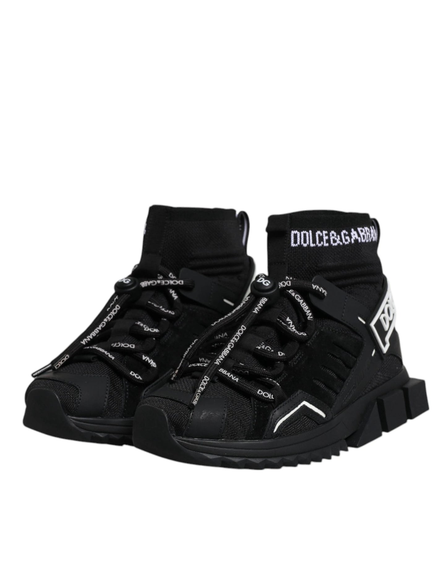 Dolce & Gabbana Black Sorrento Socks Logo Sneakers Shoes by Dolce & Gabbana