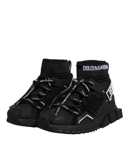 Dolce & Gabbana Black Sorrento Socks Logo Sneakers Shoes by Dolce & Gabbana