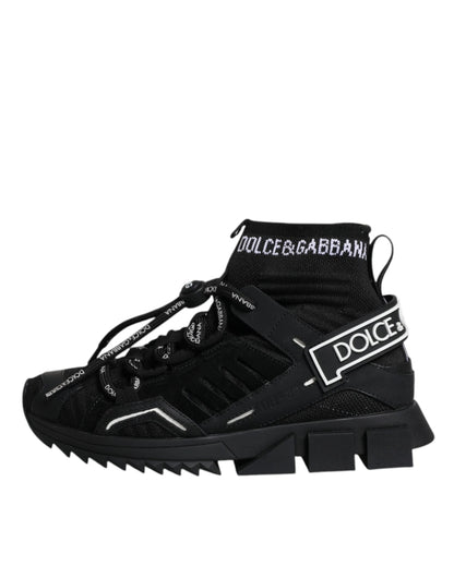 Dolce & Gabbana Black Sorrento Socks Logo Sneakers Shoes by Dolce & Gabbana