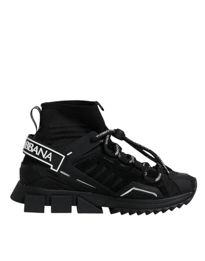 Dolce & Gabbana Black Sorrento Socks Logo Sneakers Shoes by Dolce & Gabbana