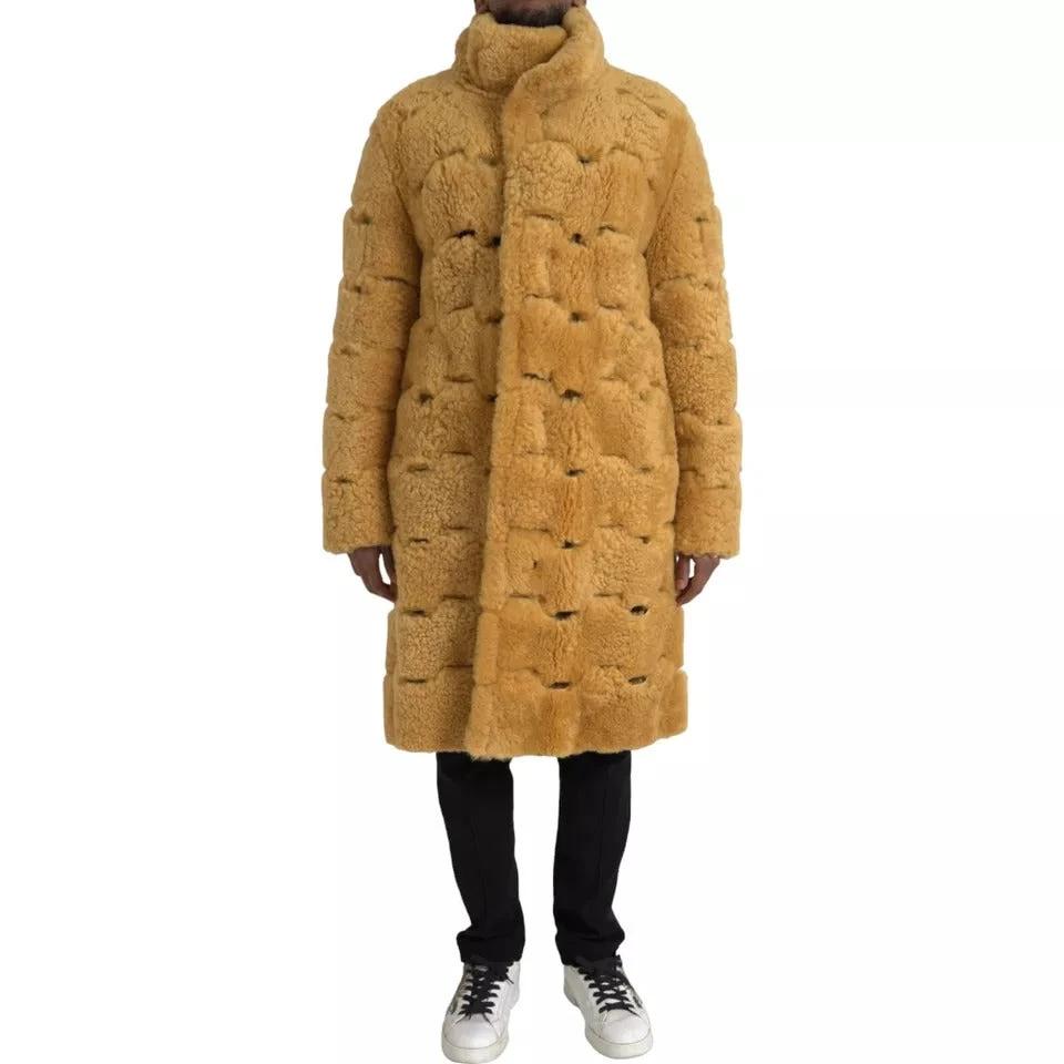 Bottega Veneta Yellow Wool Long Teddy Coat Jacket by Bottega Veneta