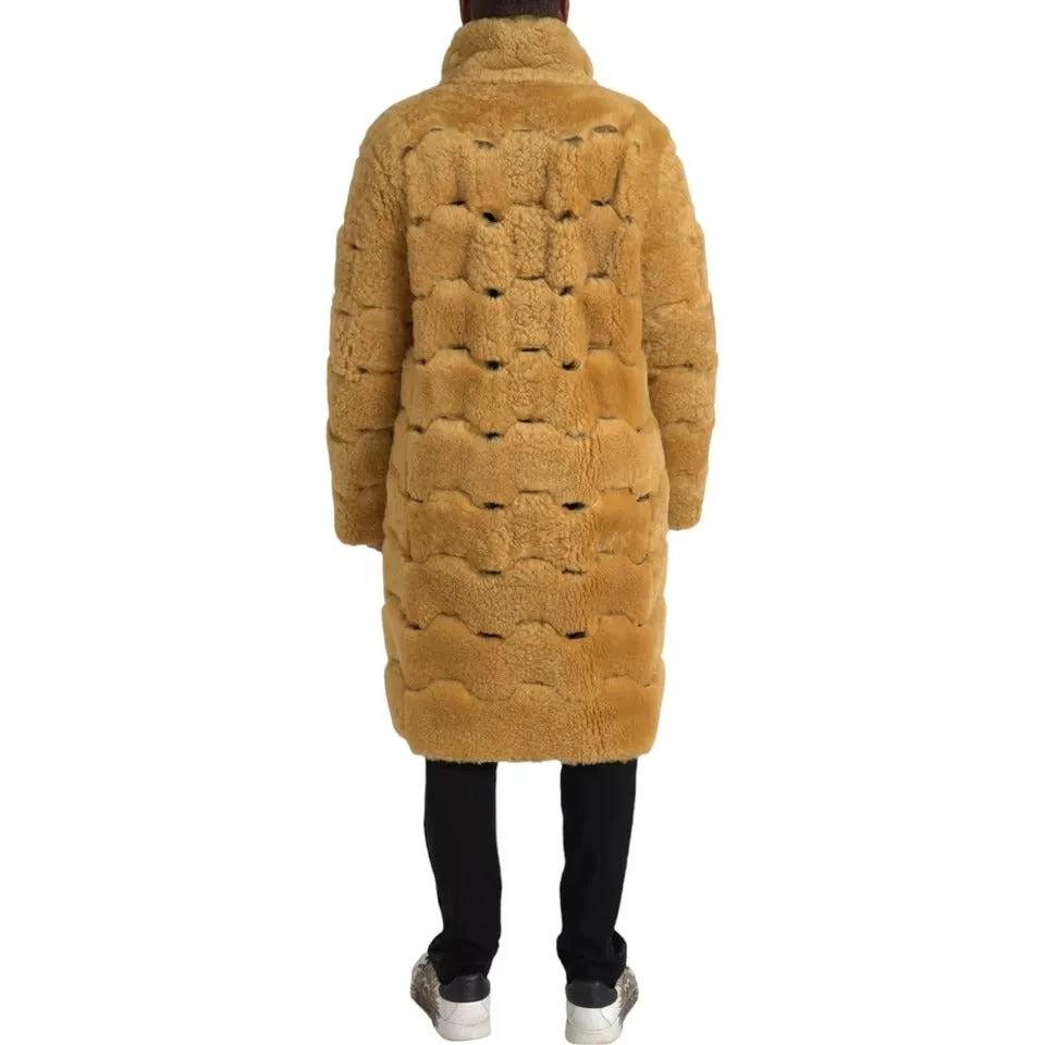 Bottega Veneta Yellow Wool Long Teddy Coat Jacket by Bottega Veneta