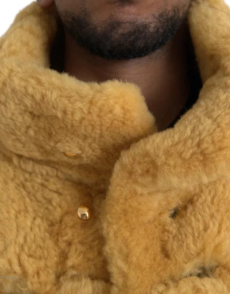 Bottega Veneta Yellow Wool Long Teddy Coat Jacket by Bottega Veneta