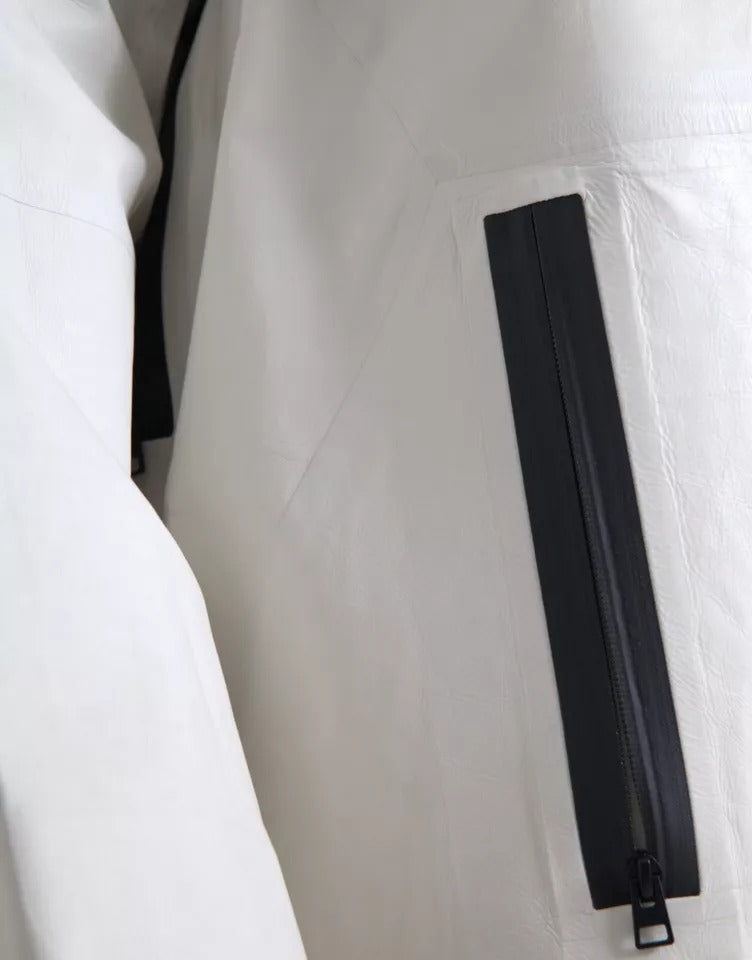 Bottega Veneta White Leather Men Waterproof Jacket Blouson