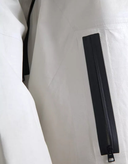 Bottega Veneta White Leather Men Waterproof Jacket Blouson