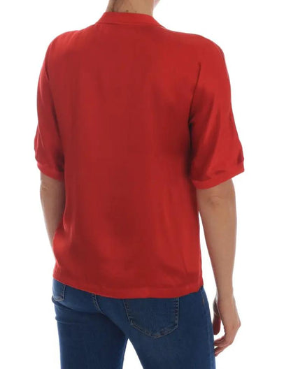 Dolce & Gabbana Red Silk Oranges Floral Crystal Blouse by Dolce & Gabbana