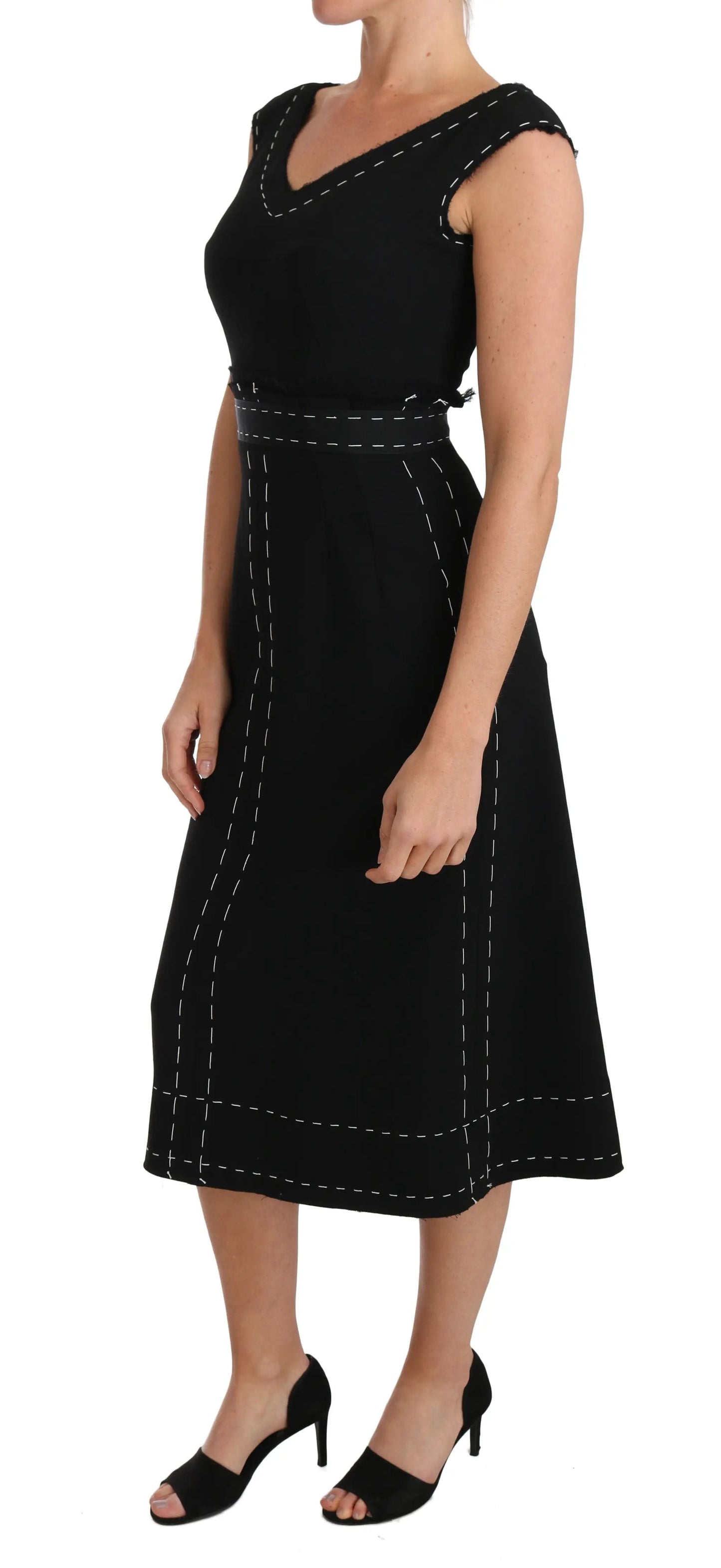 Dolce & Gabbana Black Wool Stretch A-line Sheath Dress by Dolce & Gabbana