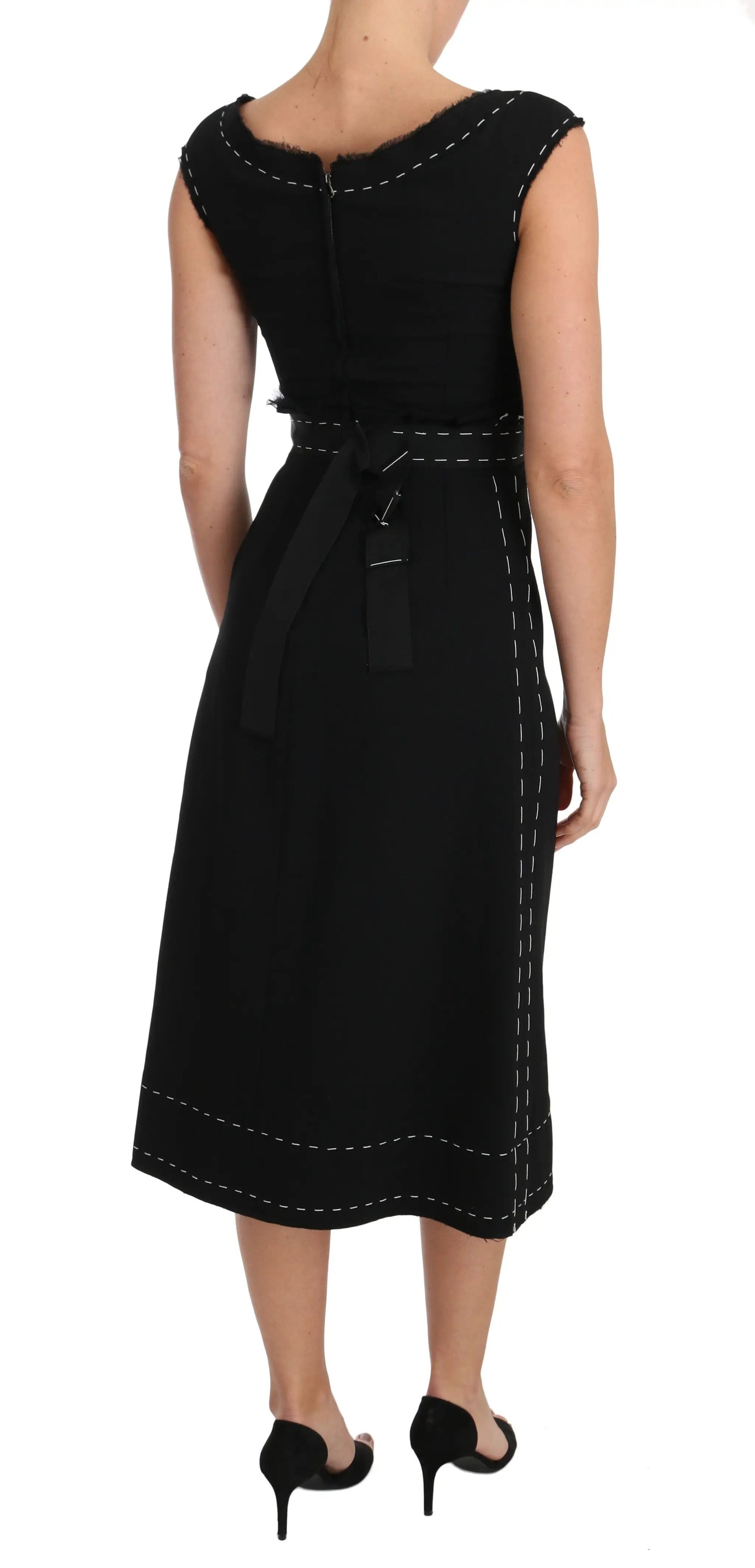 Dolce & Gabbana Black Wool Stretch A-line Sheath Dress by Dolce & Gabbana