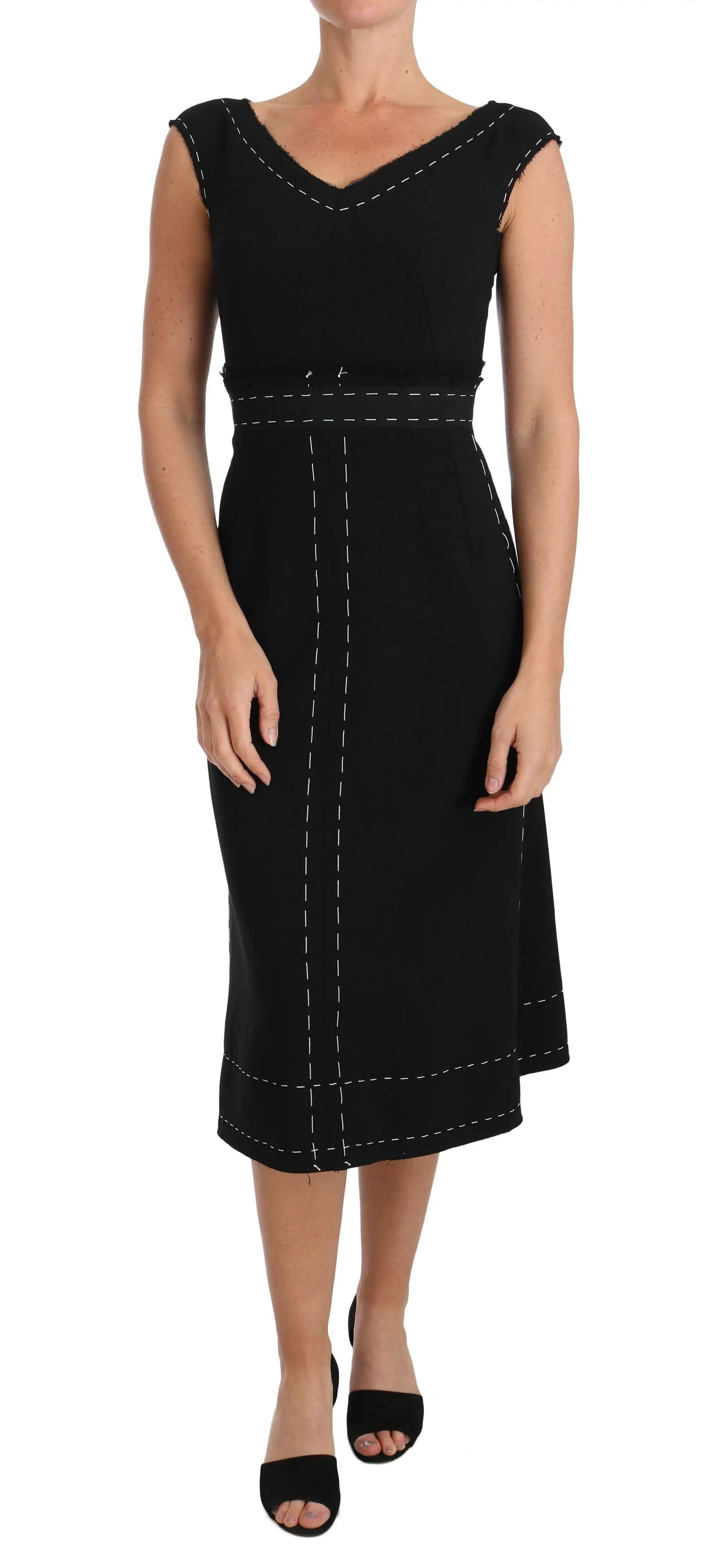 Dolce & Gabbana Black Wool Stretch A-line Sheath Dress by Dolce & Gabbana