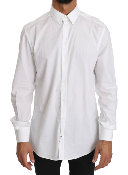 Dolce & Gabbana White Cotton GOLD Dress Shirt