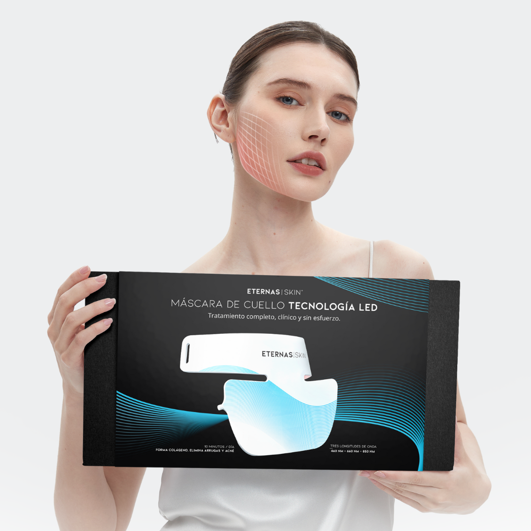 ETERNAS® Máscara LED Infrarroja Profesional Cuello y Escote - 850nm Silicona de Grado Médico