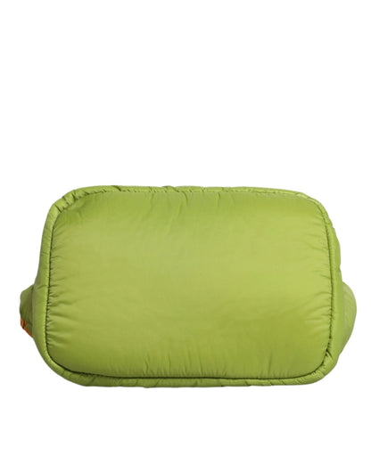 Dolce & Gabbana Green Nylon Padded Logo Plaque Tote Crossbody Bag by Dolce & Gabbana