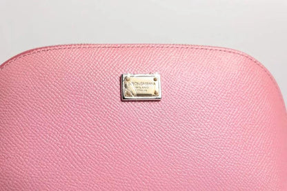 Dolce & Gabbana Pink Leather DG Logo Zip Around Hand Purse Pouch Wallet