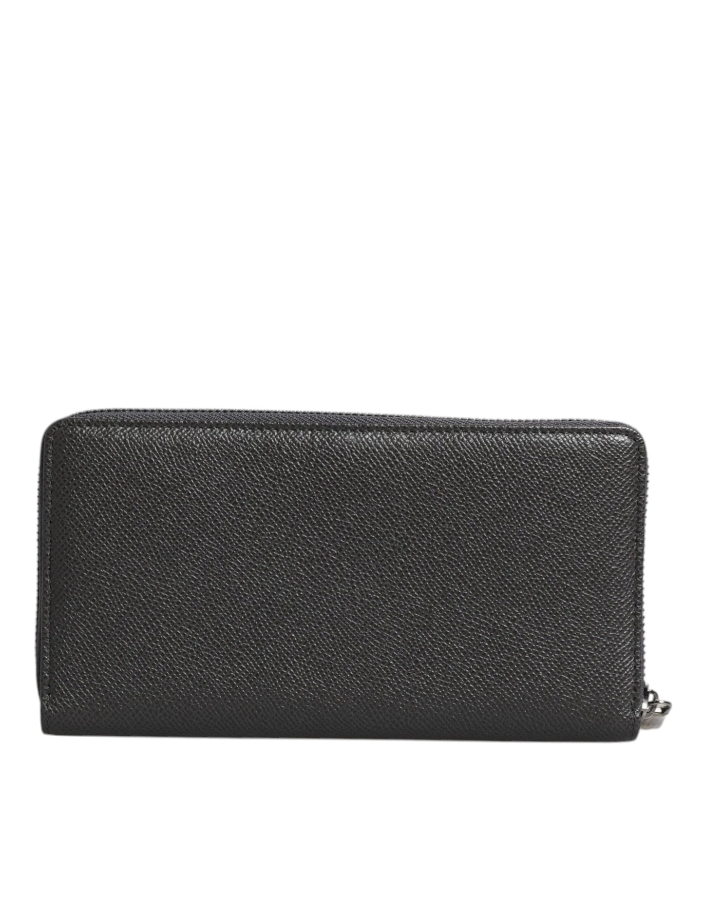 Dolce & Gabbana Dark Gray Leather DG Logo Zip Around Continental Wallet by Dolce & Gabbana
