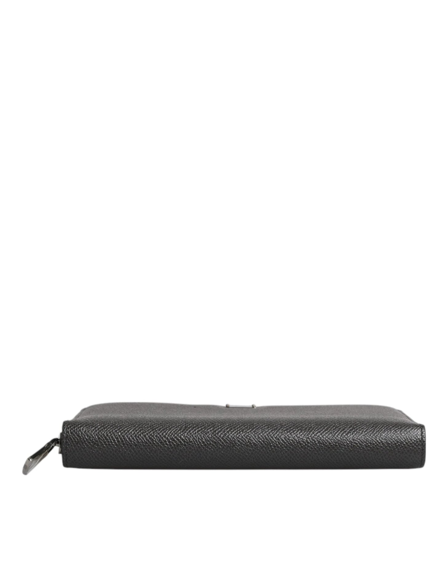 Dolce & Gabbana Dark Gray Leather DG Logo Zip Around Continental Wallet by Dolce & Gabbana