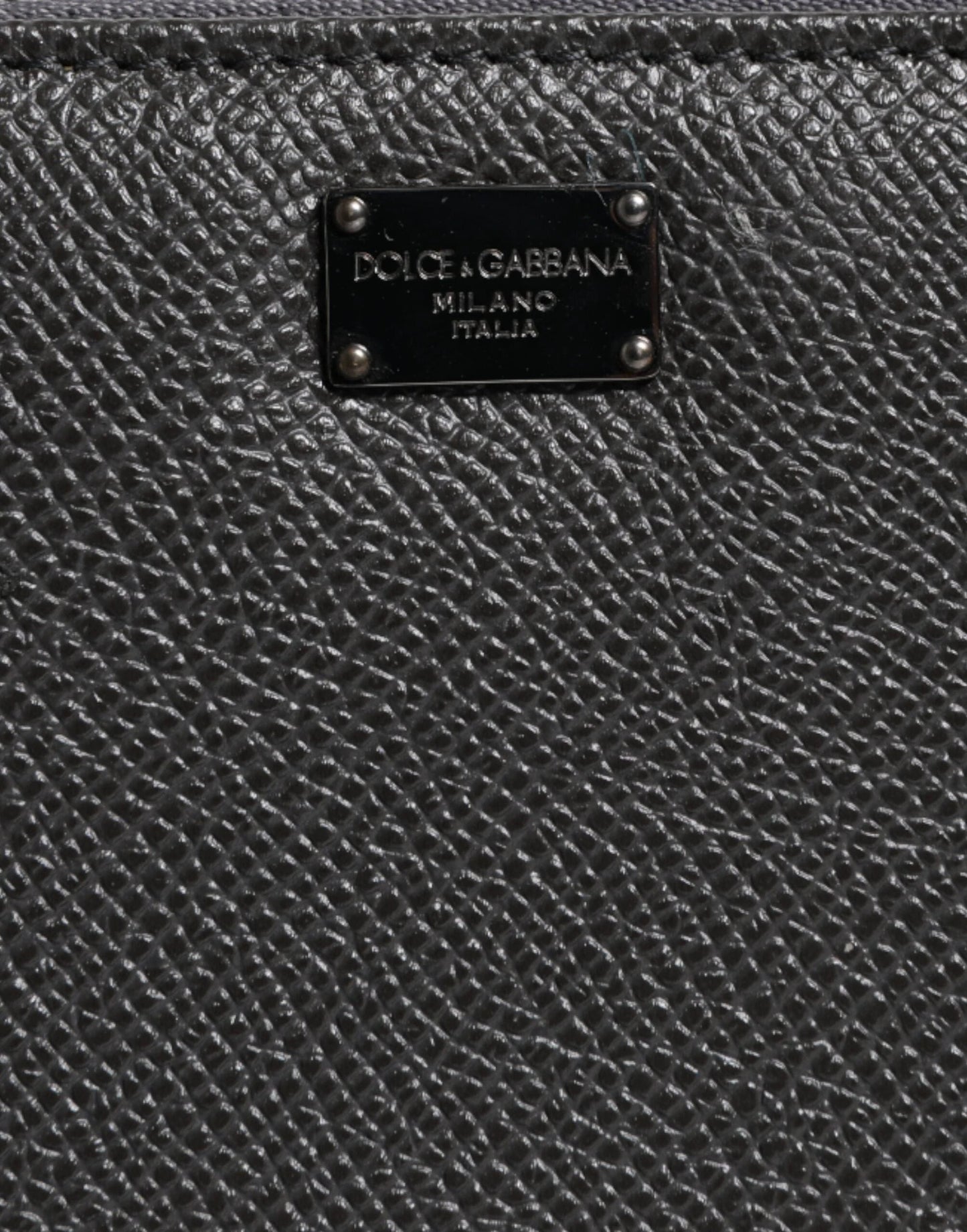 Dolce & Gabbana Dark Gray Leather DG Logo Zip Around Continental Wallet by Dolce & Gabbana