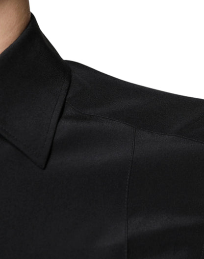 Dolce & Gabbana Black Silk Long Sleeves GOLD Dress Shirt by Dolce & Gabbana