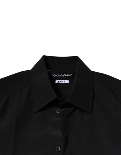 Dolce & Gabbana Black Silk Long Sleeves GOLD Dress Shirt by Dolce & Gabbana