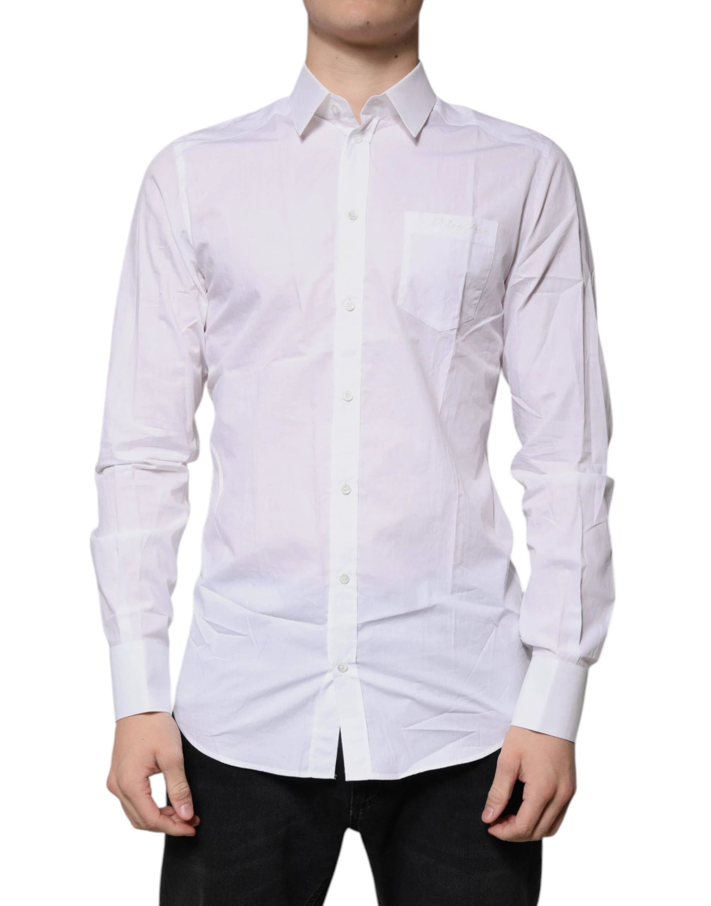 Dolce & Gabbana White Cotton Long Sleeves GOLD Dress Shirt by Dolce & Gabbana