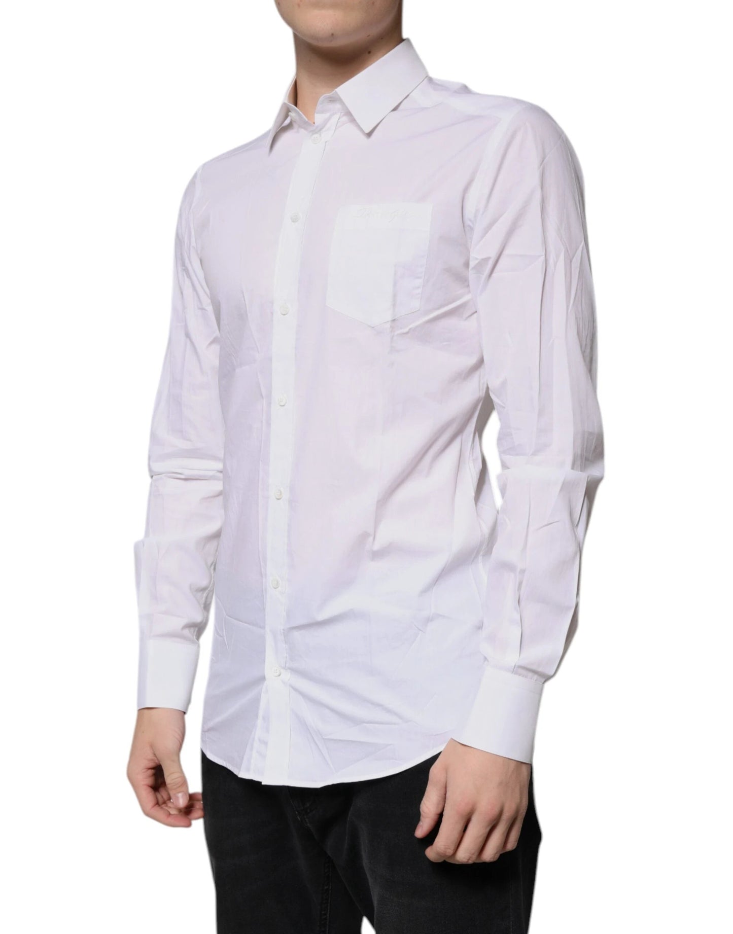 Dolce & Gabbana White Cotton Long Sleeves GOLD Dress Shirt by Dolce & Gabbana
