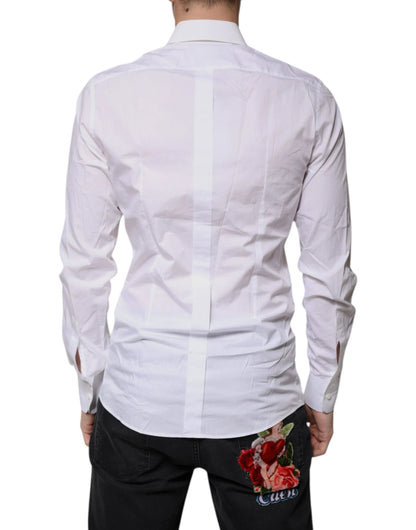 Dolce & Gabbana White Cotton Long Sleeves GOLD Dress Shirt by Dolce & Gabbana