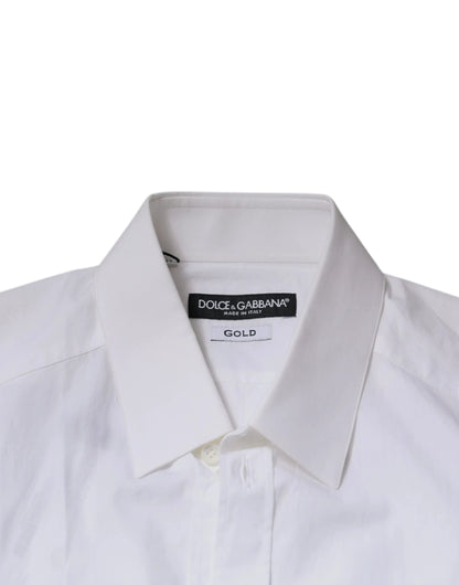 Dolce & Gabbana White Cotton Long Sleeves GOLD Dress Shirt by Dolce & Gabbana