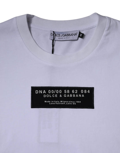 Dolce & Gabbana White Logo Print Cotton Crew Neck T-shirt by Dolce & Gabbana