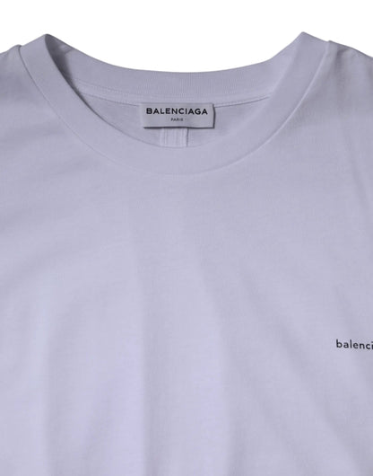 Balenciaga White Logo Cotton Crew Neck Short Sleeves T-shirt by Balenciaga