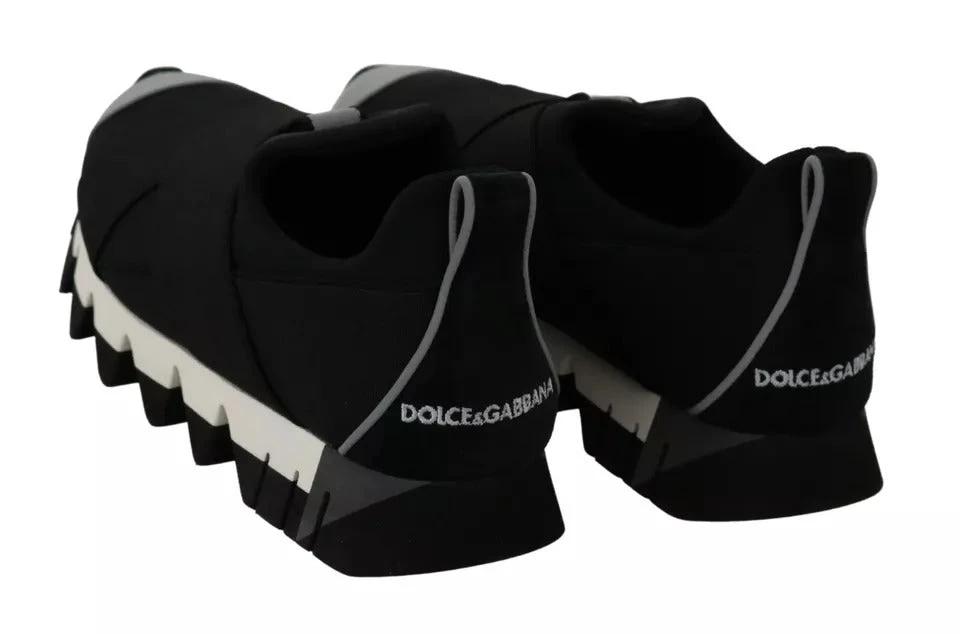 Dolce & Gabbana Black Shark Neoprene Stretch Sneakers Shoes by Dolce & Gabbana