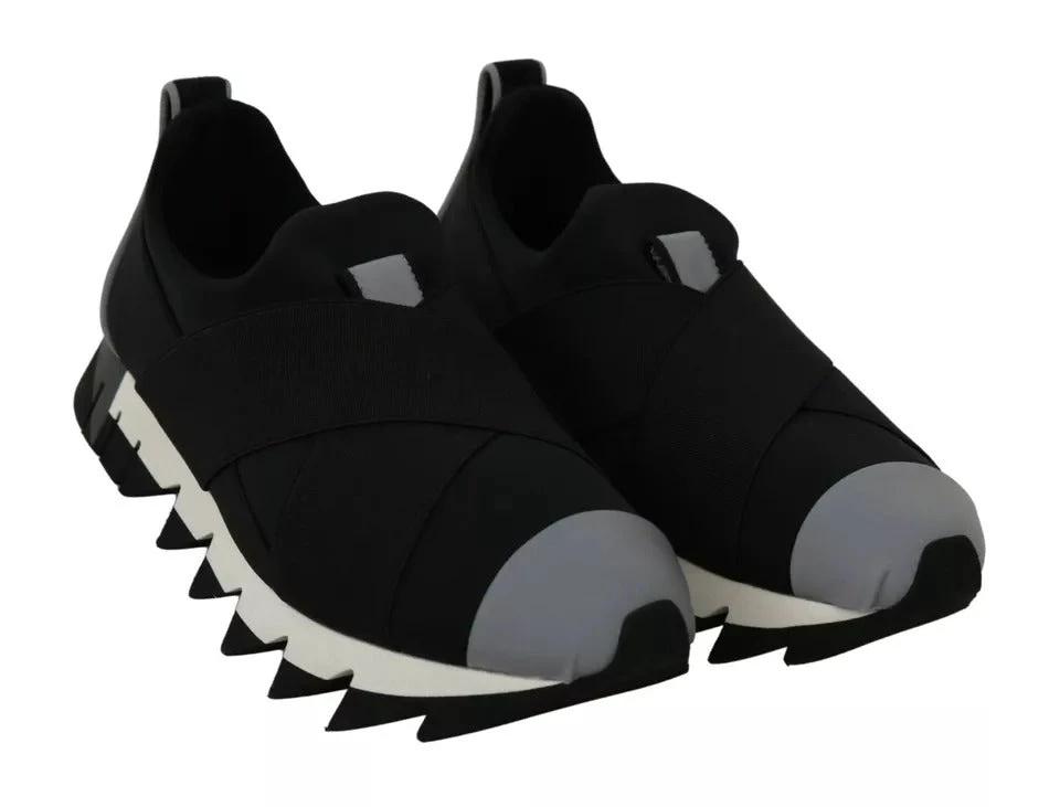 Dolce & Gabbana Black Shark Neoprene Stretch Sneakers Shoes by Dolce & Gabbana