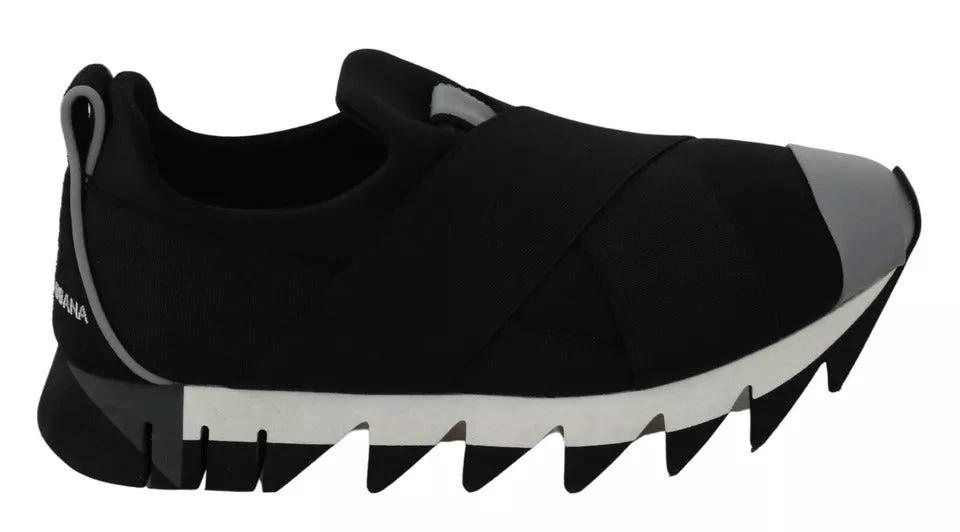 Dolce & Gabbana Black Shark Neoprene Stretch Sneakers Shoes by Dolce & Gabbana