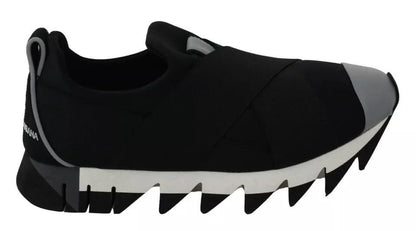 Dolce & Gabbana Black Shark Neoprene Stretch Sneakers Shoes by Dolce & Gabbana