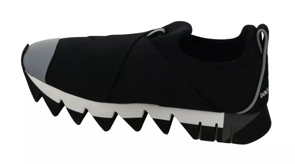 Dolce & Gabbana Black Shark Neoprene Stretch Sneakers Shoes by Dolce & Gabbana
