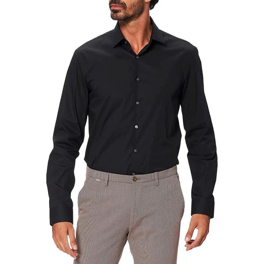 Calvin Klein Black Cotton Dress Shirt by Calvin Klein