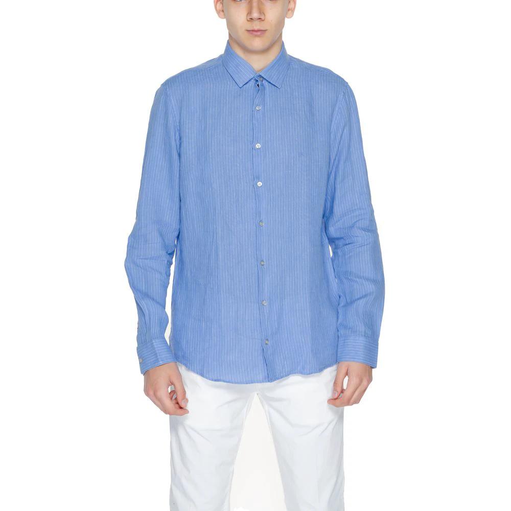 Calvin Klein Blue Linen Dress Shirt by Calvin Klein