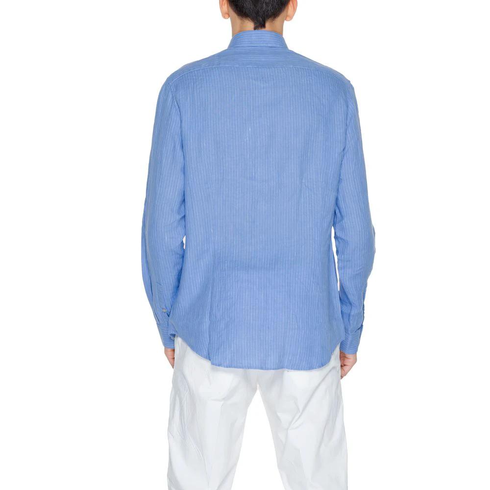 Calvin Klein Blue Linen Dress Shirt by Calvin Klein