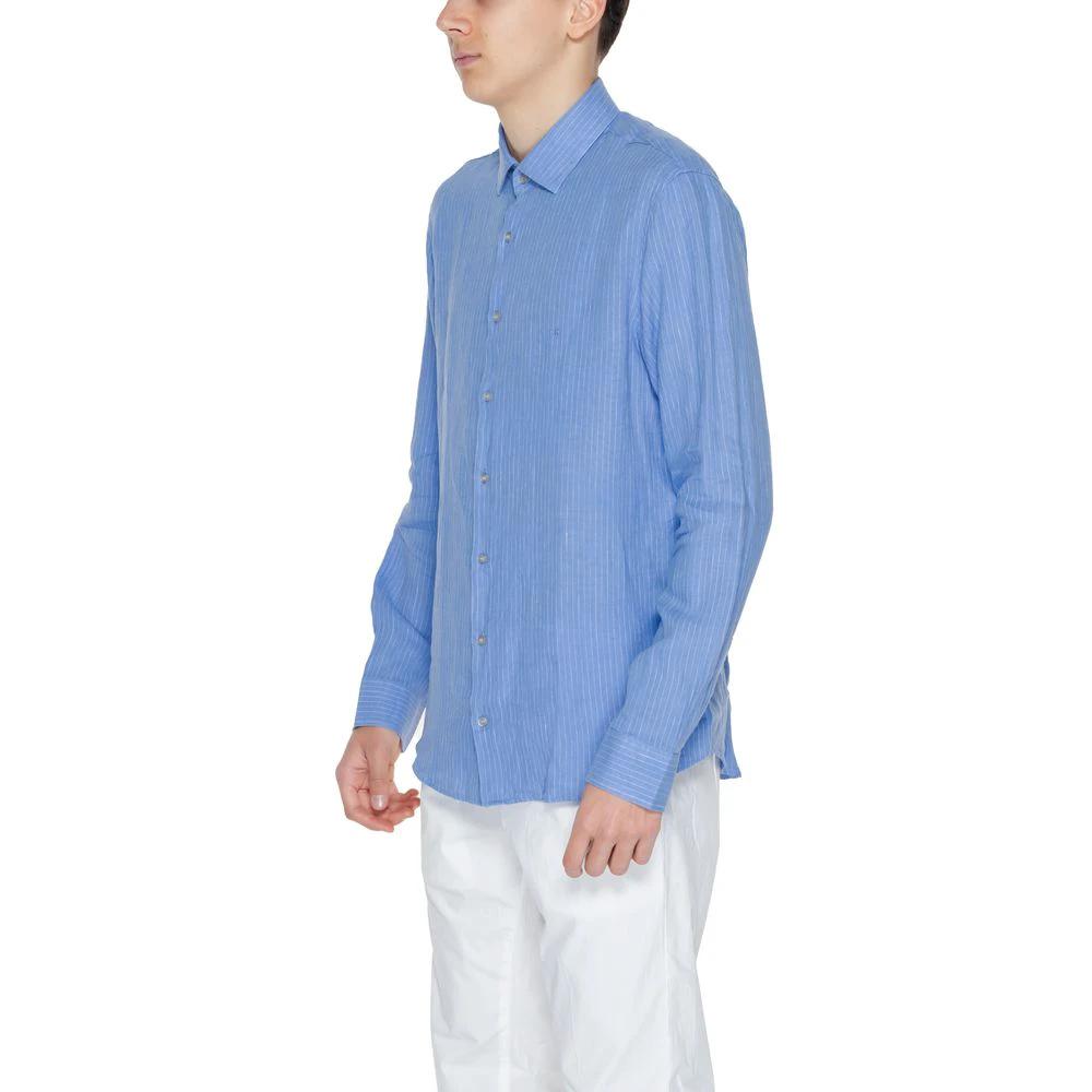 Calvin Klein Blue Linen Dress Shirt by Calvin Klein
